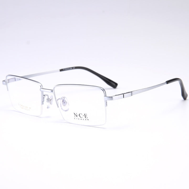 Bclear Men's Semi Rim Rectangle Titanium Frame Eyeglasses My007 Semi Rim Bclear Silver