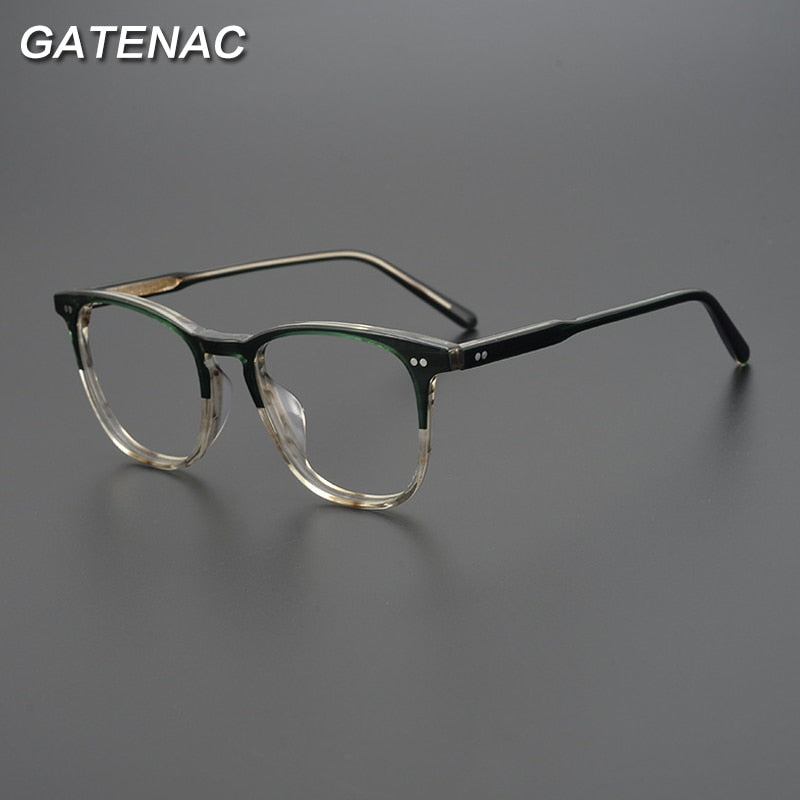 Gatenac Unisex Full Rim Round Square Acetate Eyeglasses Gxyj963 Full Rim Gatenac