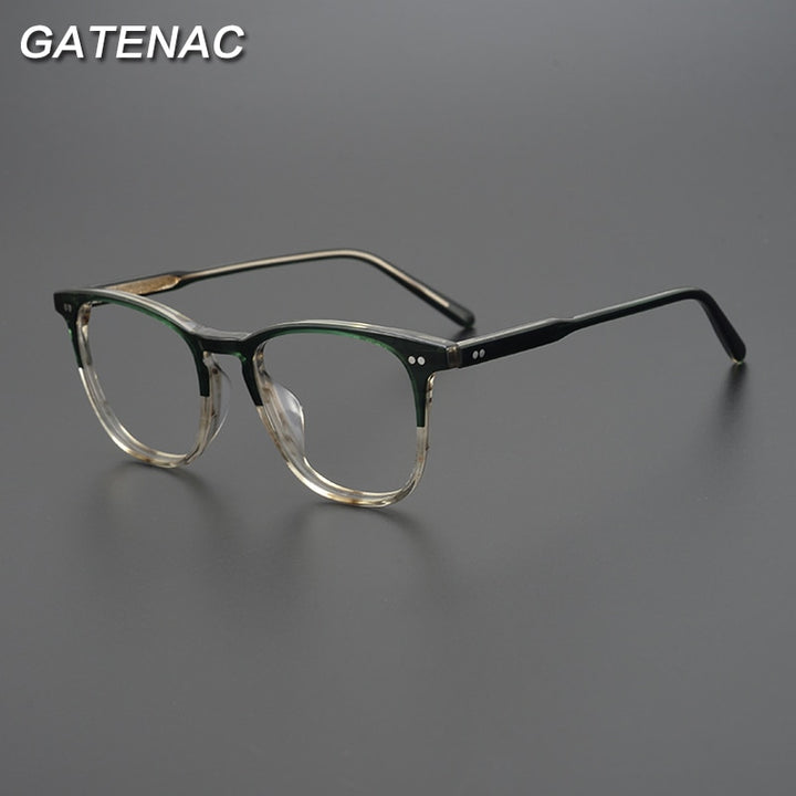 Gatenac Unisex Full Rim Round Square Acetate Eyeglasses Gxyj963 Full Rim Gatenac