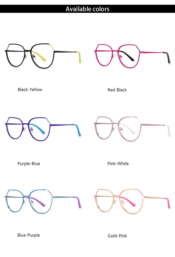 CCspace Unisex Full Rim Round Cat Eye Alloy Frame Eyeglasses 54178 Full Rim CCspace