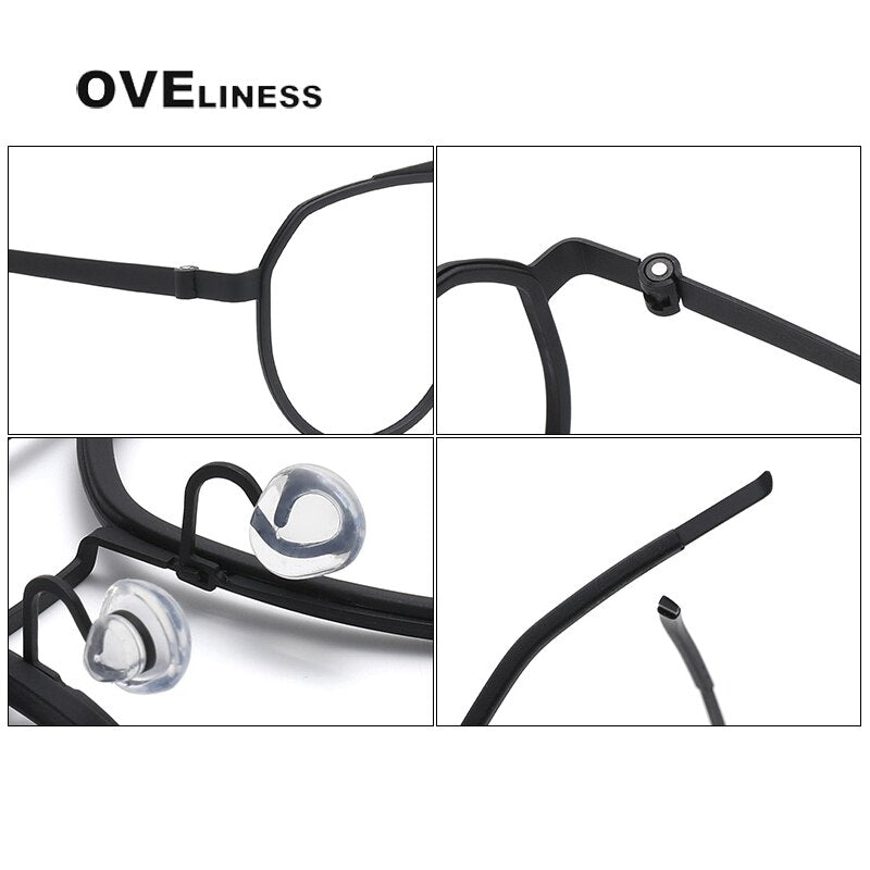 Oveliness Unisex Full Rim Round Double Bridge Acetate Titanium Eyeglasses 9745 Full Rim Oveliness