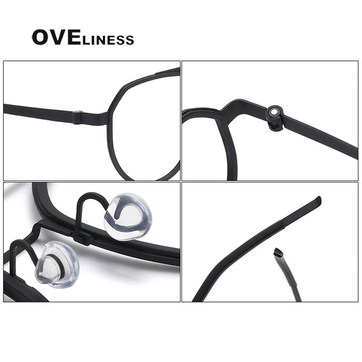 Oveliness Unisex Full Rim Round Double Bridge Acetate Titanium Eyeglasses 9745 Full Rim Oveliness