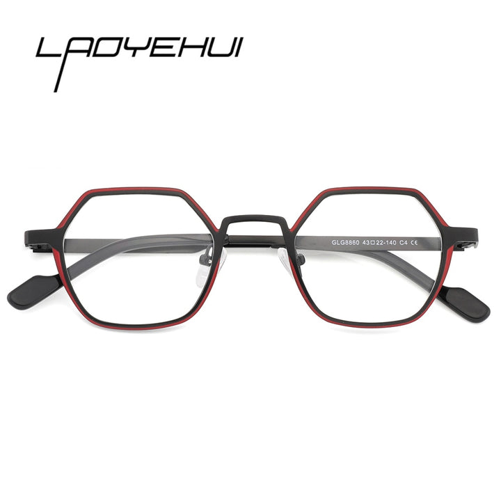 Laoyehui Unisex Full Rim Polygon Round Alloy Myopic Reading Glasses Glg8860c Reading Glasses Laoyehui