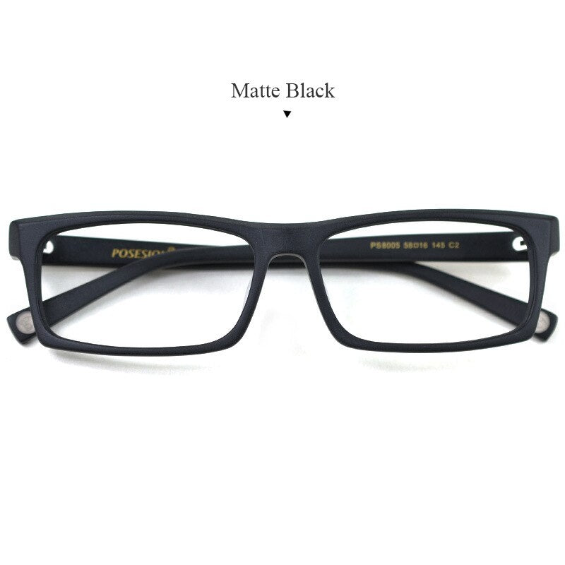 Hdcrafter Men's Full Rim Rectangle Acetate Frame Eyeglasses Ps8005 Full Rim Hdcrafter Eyeglasses Matte Black