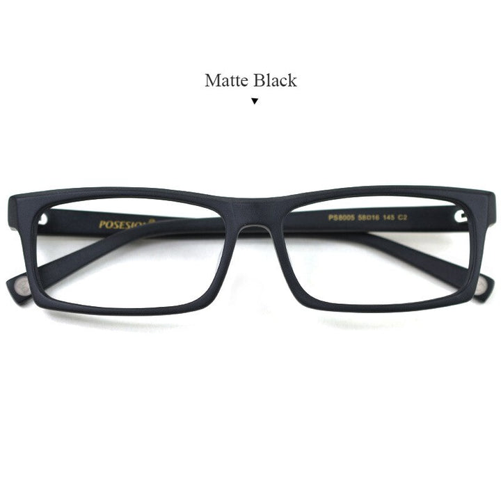 Hdcrafter Men's Full Rim Rectangle Acetate Frame Eyeglasses Ps8005 Full Rim Hdcrafter Eyeglasses Matte Black