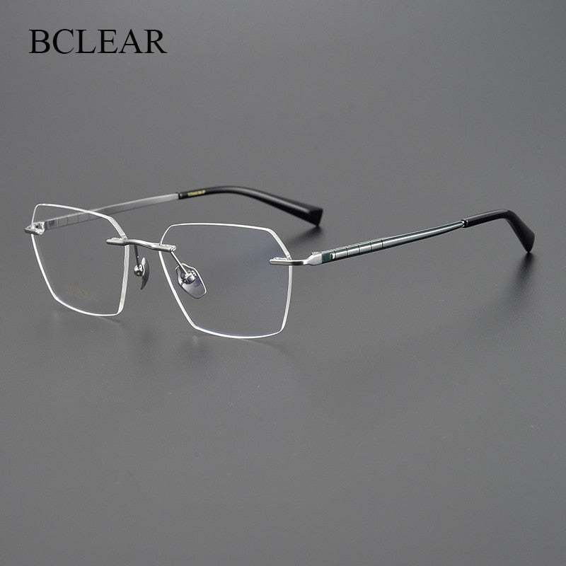Bclear Unisex Rimless Square Titanium Eyeglasses Mys91101 Rimless Bclear