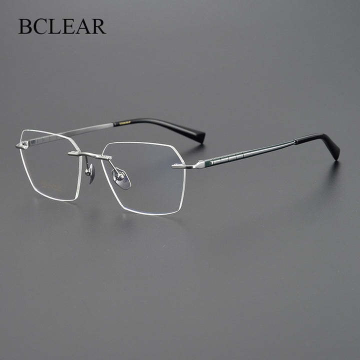 Bclear Unisex Rimless Square Titanium Eyeglasses Mys91101 Rimless Bclear
