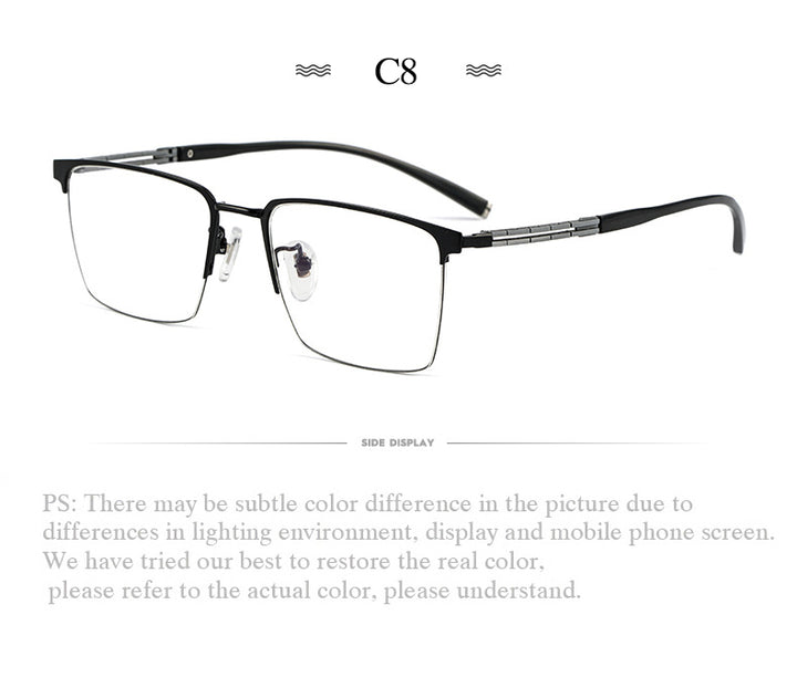 Hotochki Men's Full Rim Square Tr 90 Titanium Frame Eyeglasses T8610t Full Rim Hotochki