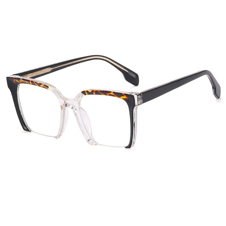 CCspace Women's Semi Rim Square Cat Eye Tr 90 Titanium Eyeglasses 55292 Semi Rim CCspace China C3Black