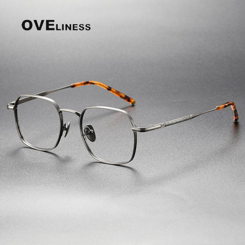 Oveliness Unisex Full Rim Irregular Square Titanium Eyeglasses Capeua Full Rim Oveliness