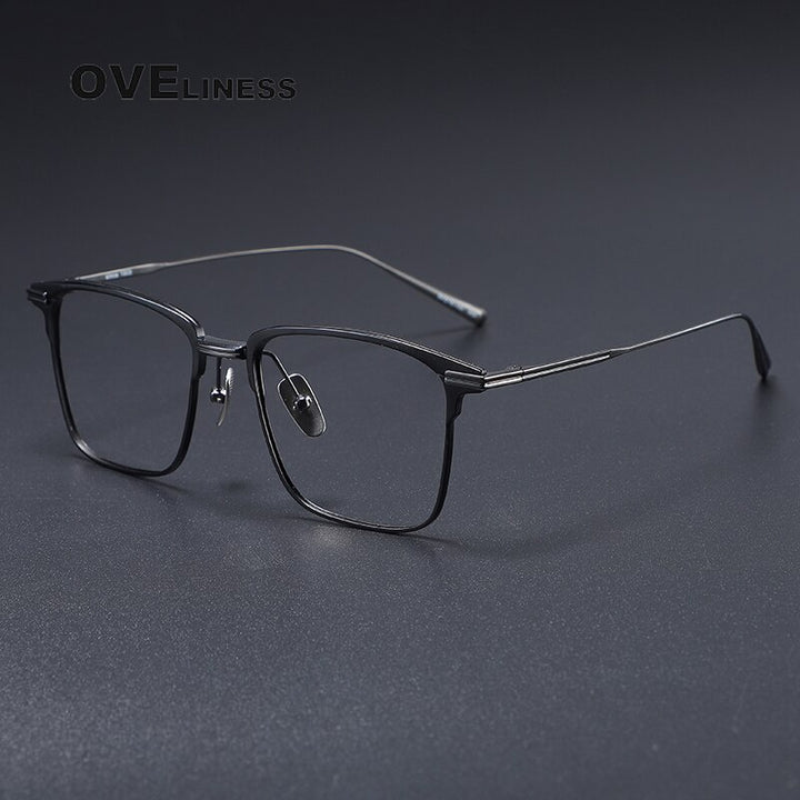 Oveliness Men's Full Rim Square Titanium Eyeglasses Flatiron25 Full Rim Oveliness black gun