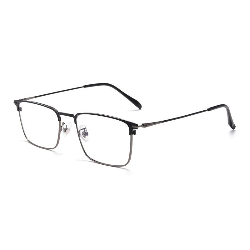 Hotochki Men's Full/Semi Rim SquareTitanium Frame Eyeglasses 0608-0606 Semi Rim Hotochki Full Black Gun