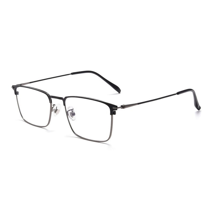 Hotochki Men's Full/Semi Rim SquareTitanium Frame Eyeglasses 0608-0606 Semi Rim Hotochki Full Black Gun