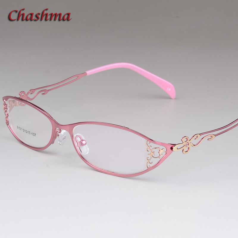 Chashma Women's Full Rim Cat Eye Stainless Steel Frame Eyeglasses 8107 Full Rim Chashma Pink