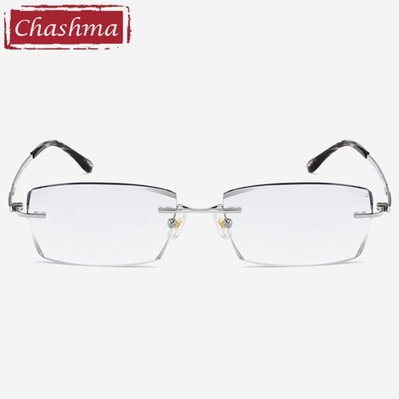 Chashma Ottica Men's Rimless Square Titanium Eyeglasses Tinted Lenses 10096 Rimless Chashma Ottica   