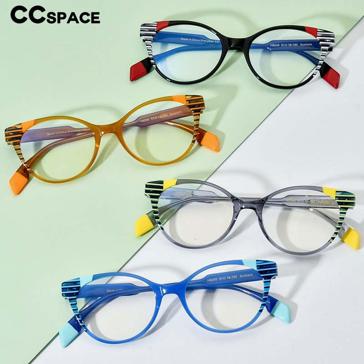 CCspace Women's Full Rim Cat Eye Acetate Eyeglasses 55058 Full Rim CCspace