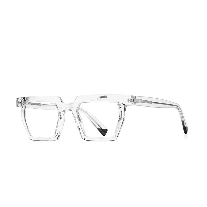 CCspace Unisex Full Rim Flat Top Square Acetate Titanium Eyeglasses 53370 Full Rim CCspace China C2Clear