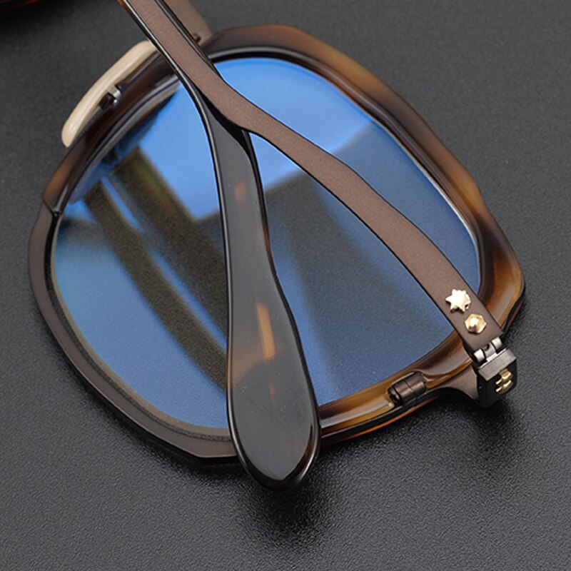 Gatenac Unisex Full Rim Irregular Square Titanium Acetate Eyeglasses Gxyj868 Full Rim Gatenac