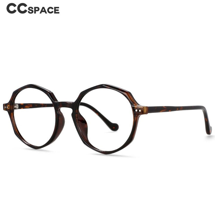 CCspace Unisex Full Rim Polygon Round Acetate Tr 90 Eyeglasses 53168 Full Rim CCspace