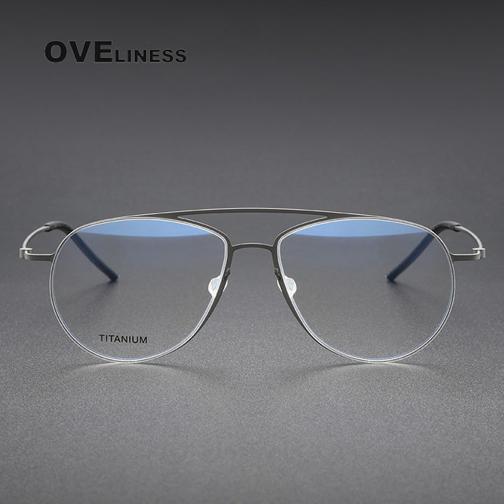 Oveliness Unisex Full Rim Square Double Bridge Screwless Titanium Eyeglasses 5507 Full Rim Oveliness