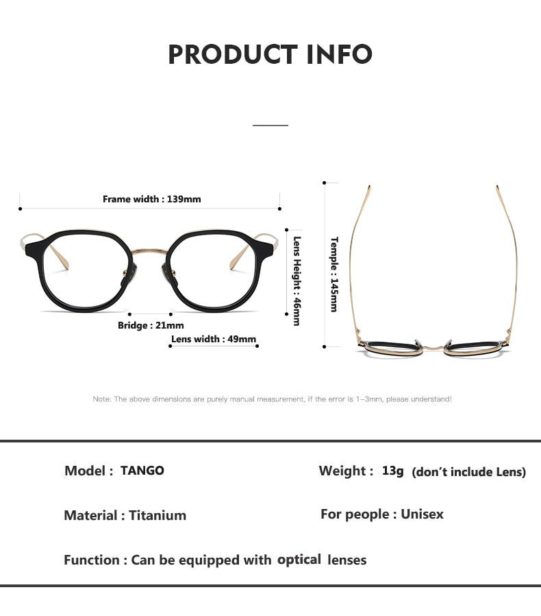 Oveliness Unisex Full Rim Round Acetate Titanium Eyeglasses Tango Full Rim Oveliness