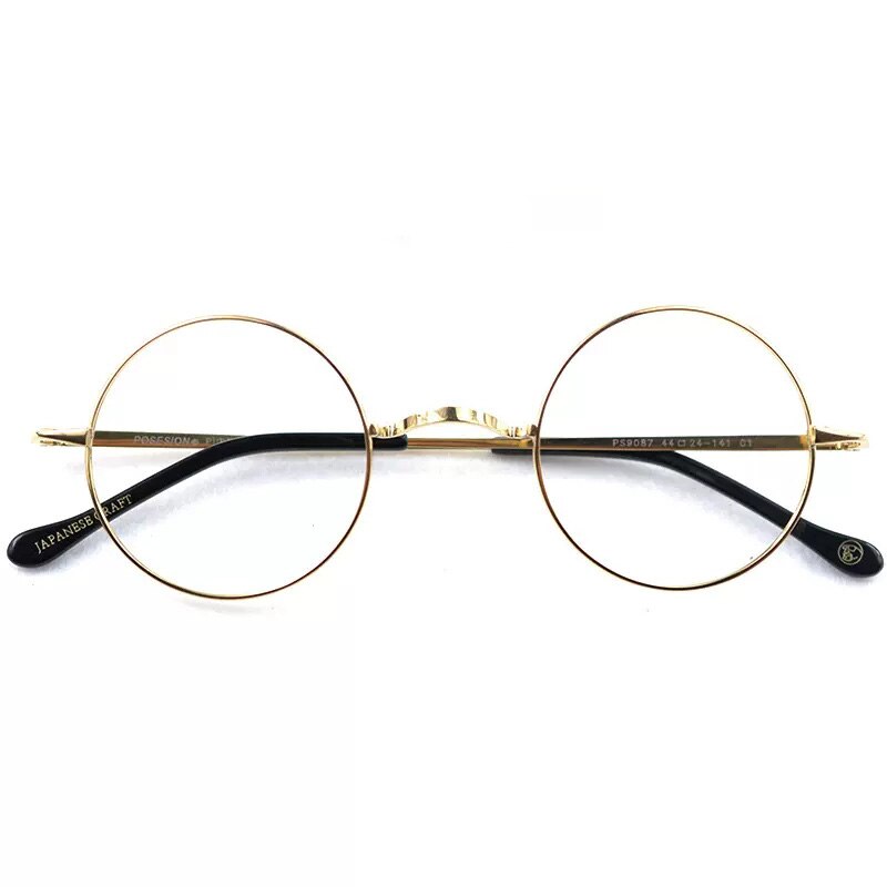 Hdcrafter Unisex Full Rim Round Titanium Eyeglasses Full Rim Hdcrafter Eyeglasses Gold  
