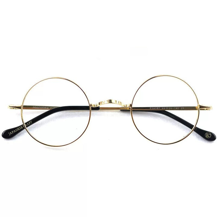 Hdcrafter Unisex Full Rim Round Titanium Eyeglasses Full Rim Hdcrafter Eyeglasses Gold