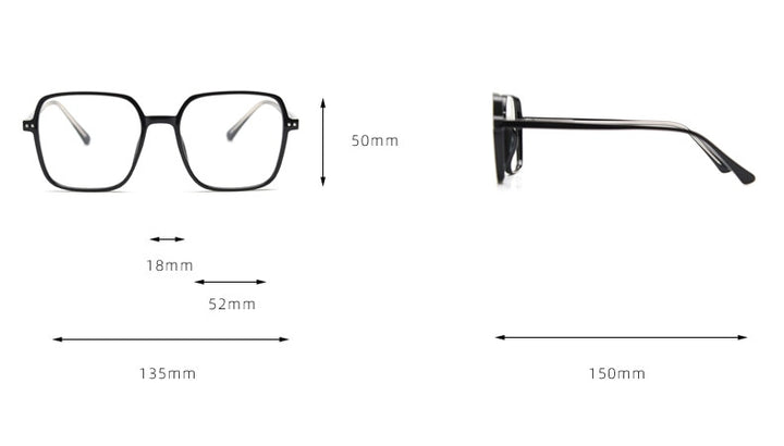 CCspace Unisex Full Rim Irregular Square Tr 90 Titanium Eyeglasses 55459 Full Rim CCspace