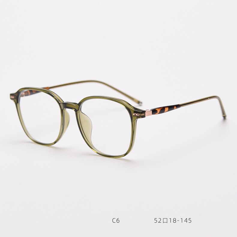 CCspace Unisex Full Rim Square Tr 90 Titanium Eyeglasses 55686 Full Rim CCspace Green China