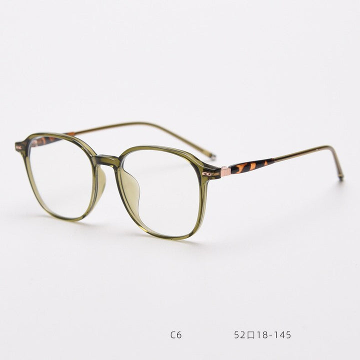 CCspace Unisex Full Rim Square Tr 90 Titanium Eyeglasses 55686 Full Rim CCspace Green China