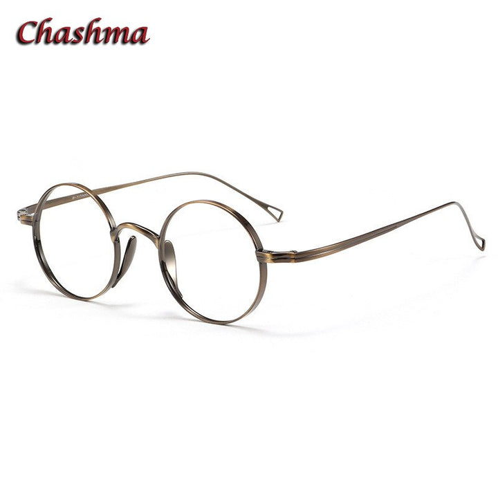 Chashma Ochki Unisex Full Rim Round Titanium Eyeglasses 10518 Full Rim Chashma Ochki Bronze  