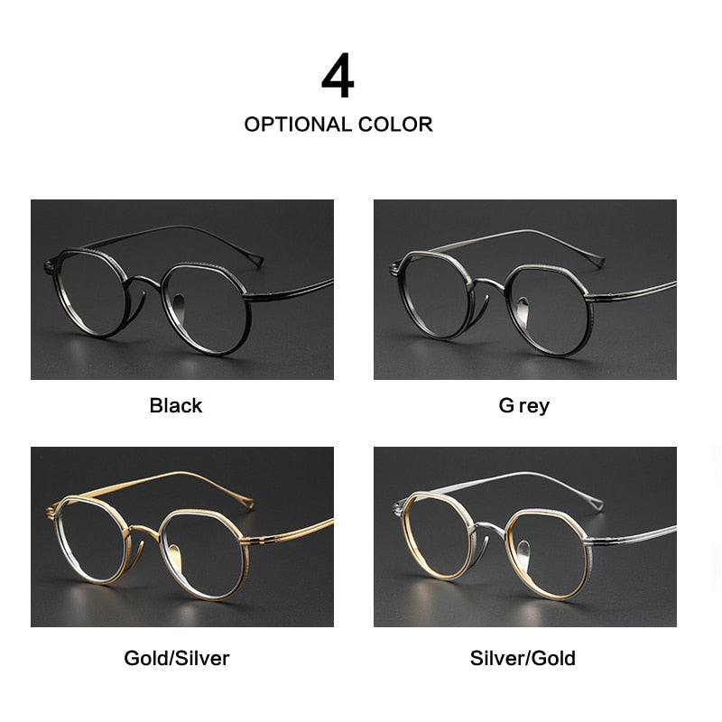 Muzz Unisex Full Rim Round Square Titanium Acetate Eyeglasses 1231 Full Rim Muzz