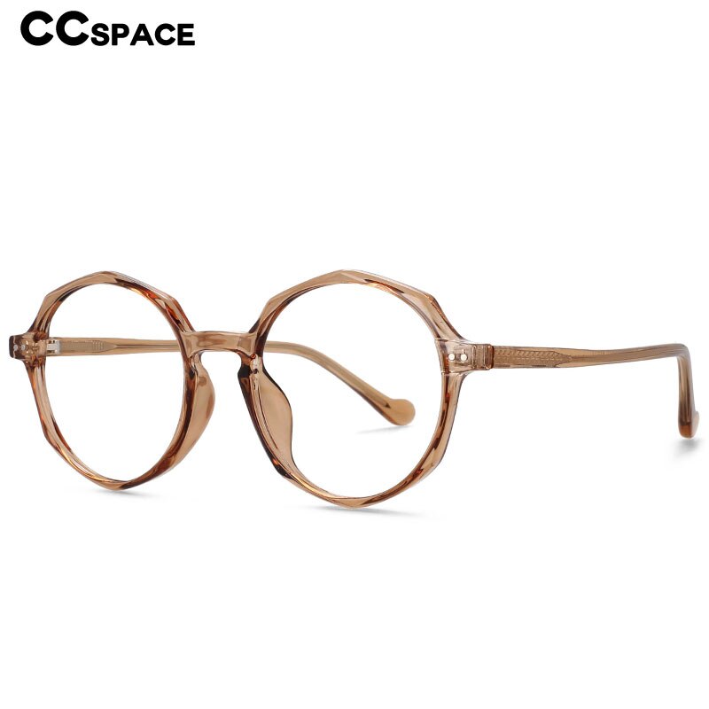 CCspace Unisex Full Rim Polygon Round Acetate Tr 90 Eyeglasses 53168 Full Rim CCspace