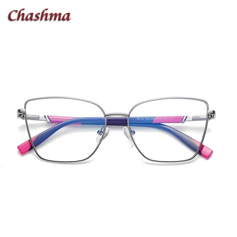 Chashma Ochki Unisex Full Rim Square Cat Eye Tr 90 Stainless Steel Eyeglasses 3016 Full Rim Chashma Ochki C6 Gray Blue  
