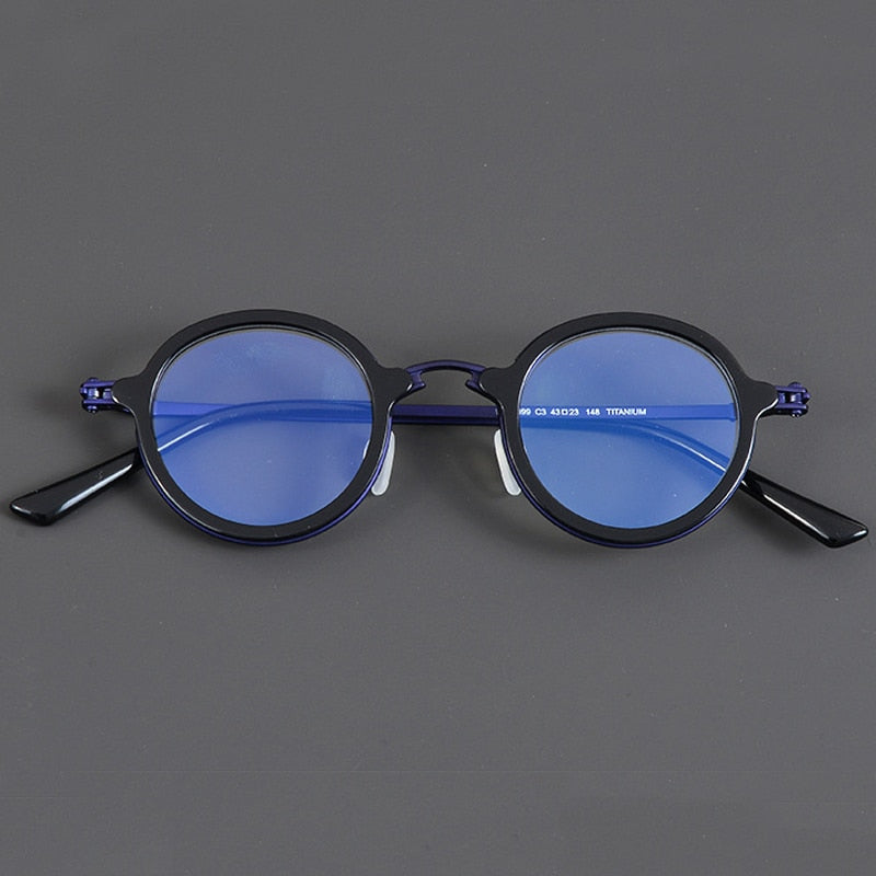 Gatenac Unisex Full Rim Small Irregular Round Acetate Eyeglasses Gxyj881 Full Rim Gatenac