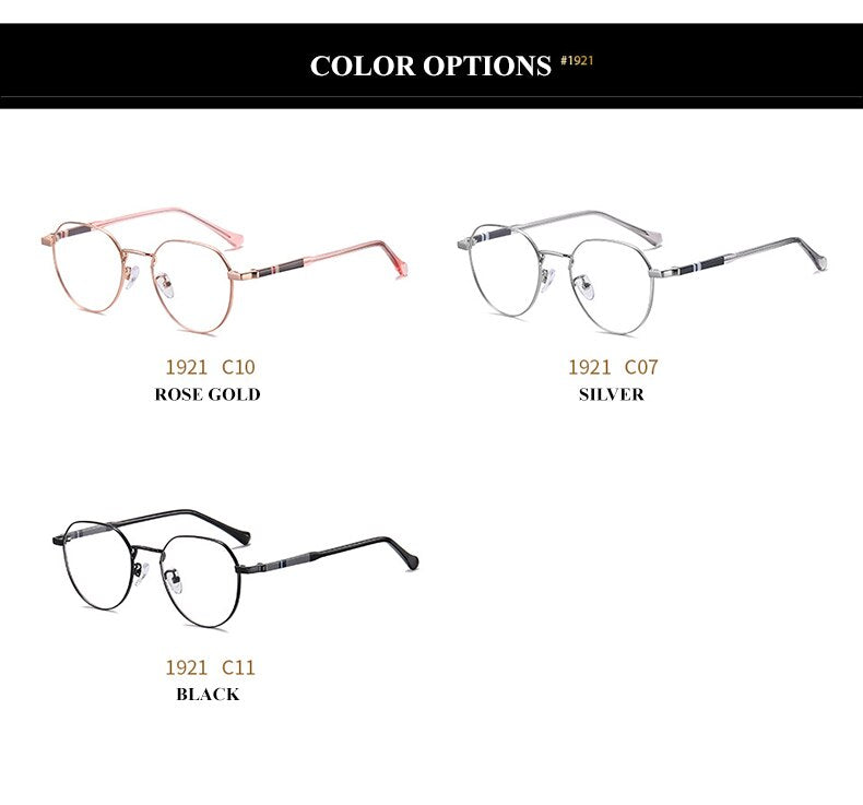 Chashma Unisex Full Rim Round Stainless Steel Frame Eyeglasses 1921 Full Rim Chashma
