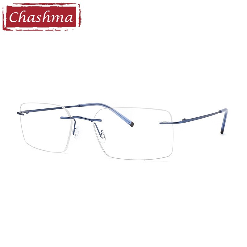 Chashma Ottica Unisex Rimless Customized Shape Lens Square Titanium Eyeglasses 8009 Rimless Chashma Ottica