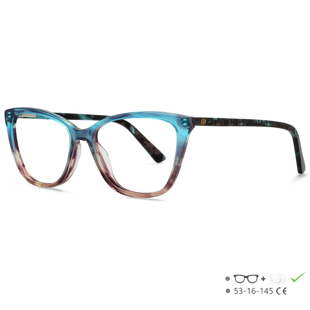 CCspace Unisex Full Rim Square Cat Eye Acetate Eyeglasses 55569 Full Rim CCspace C4 China