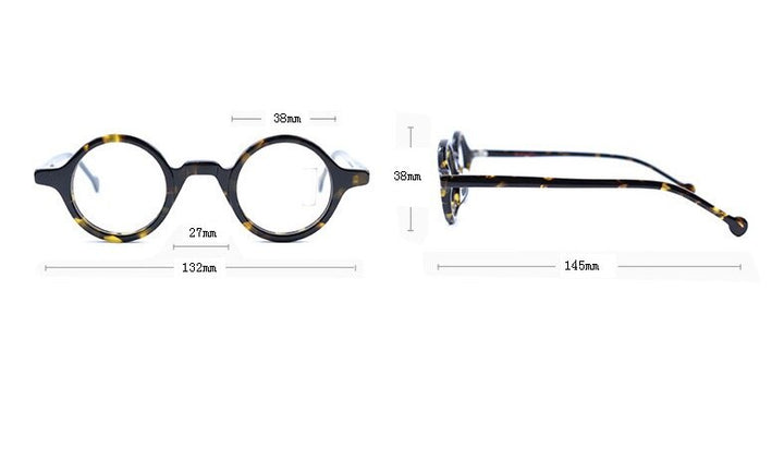 Cubojue Unisex Full Rim Small Round 38mm Acetate Hyperopic Reading Glasses A916 Reading Glasses Cubojue