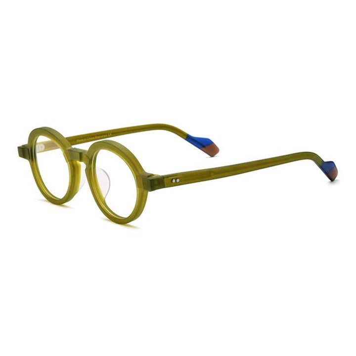 CCspace Unisex Full Rim Irregular Round Acetate Eyeglasses 54704 Full Rim CCspace Matte yellow green China