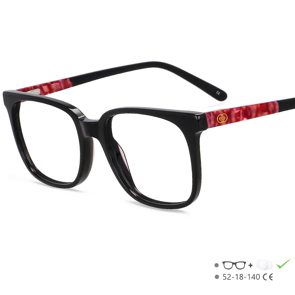 CCspace Unisex Full Rim Square Acetate Eyeglasses 55557 Full Rim CCspace Red China