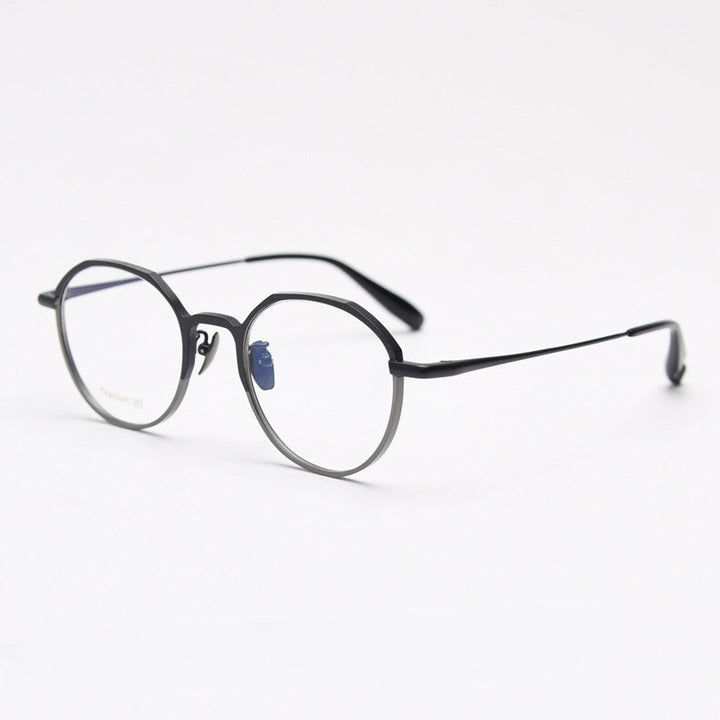 CCspace Unisex Full Rim Round Titanium Eyeglasses 55458 Full Rim CCspace BlackGreyC5 China