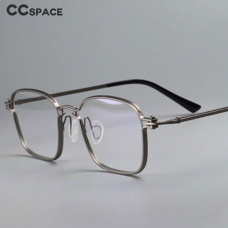 CCspace Unisex Full Rim Square Handcrafted Titanium Eyeglasses 54708 Full Rim CCspace