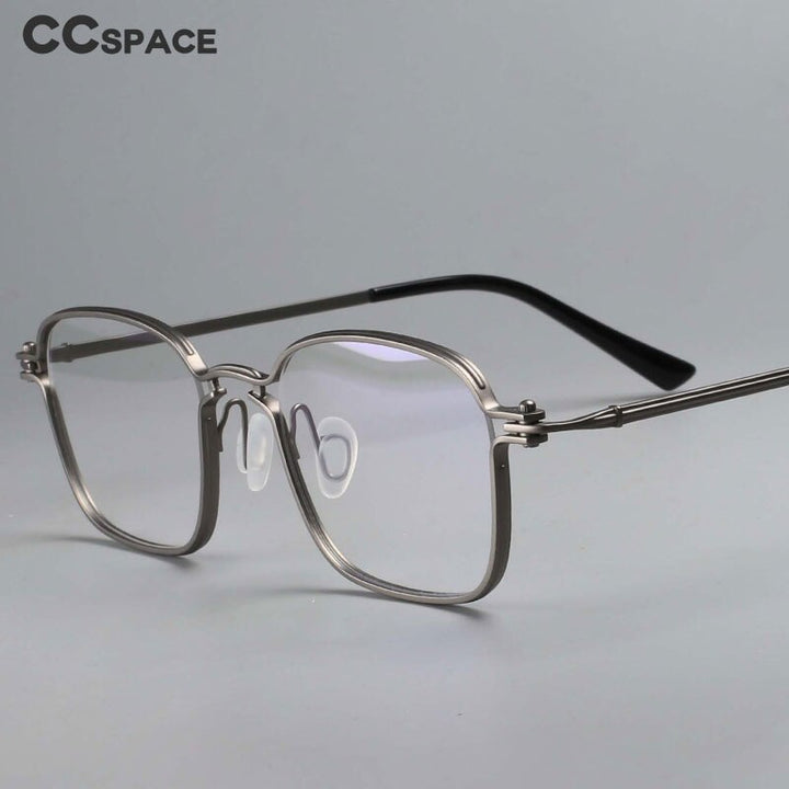 CCspace Unisex Full Rim Square Handcrafted Titanium Eyeglasses 54708 Full Rim CCspace
