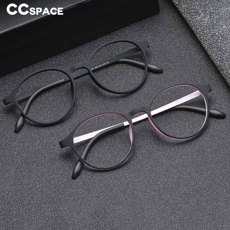 CCspace Unisex Full Rim Round Tr 90 Titanium Eyeglasses 55257 Full Rim CCspace