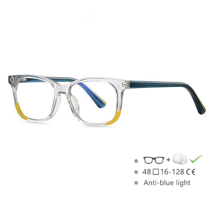CCspace Youth's Unisex Full Rim Square Tr 90 Titanium Eyeglasses 54523 Full Rim CCspace China Clear