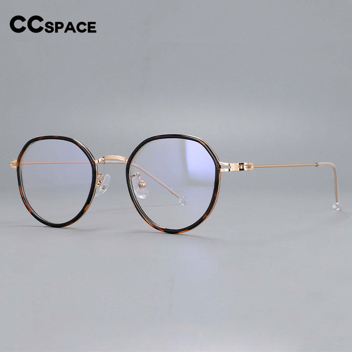 CCspace Unisex Full Rim Irregular Round Tr 90 Titanium Eyeglasses 53262 Full Rim CCspace