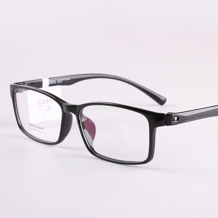 Cubojue Unisex Full Rim Oversized Tr 90 Titanium 155mm Myopic Reading Glasses Reading Glasses Cubojue no function lens 0 shiny black