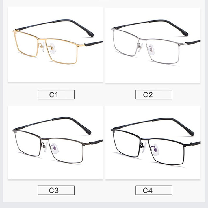 Hotochki Men's Full Rim Rectangle Titanium Alloy Frame Eyeglasses J85517 Full Rim Hotochki