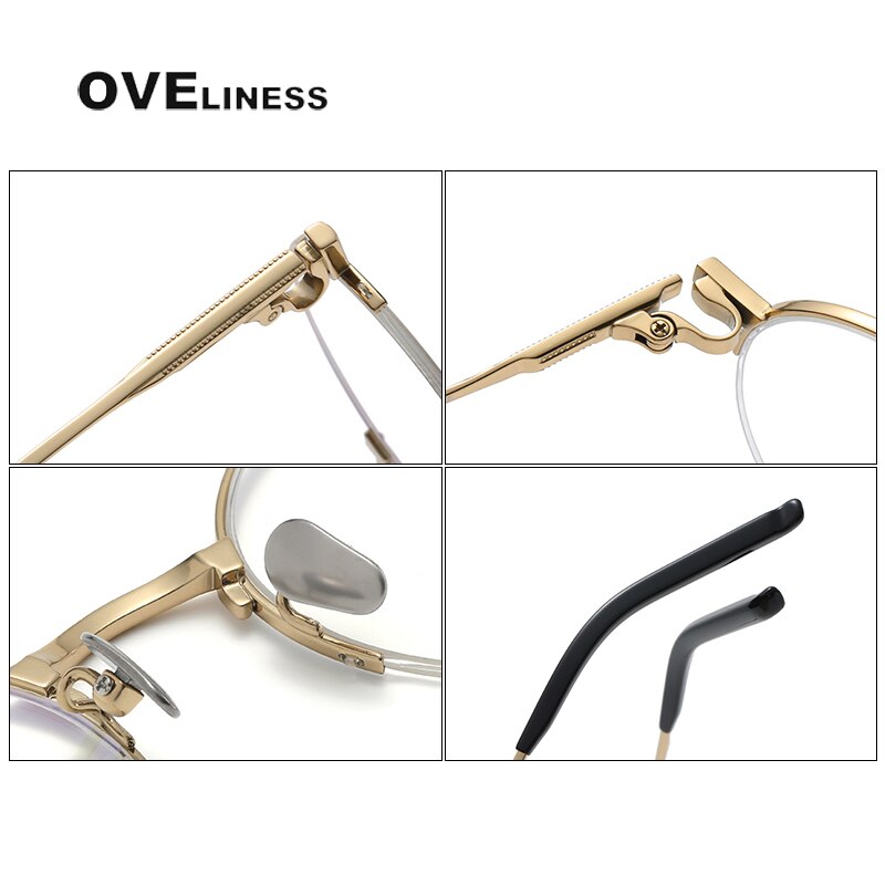 Oveliness Unisex Semi Rim Round Titanium Eyeglasses 185 Semi Rim Oveliness